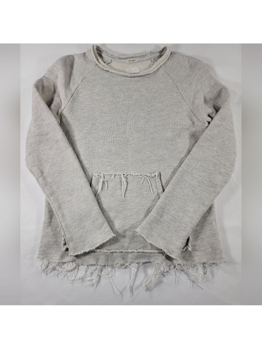 Mother Jeans Gray Sweatshirt The Kangaroo Square Unfinished Business Women XS/S